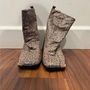 GOOD AMERICAN Snake print leather Ankle Boots
